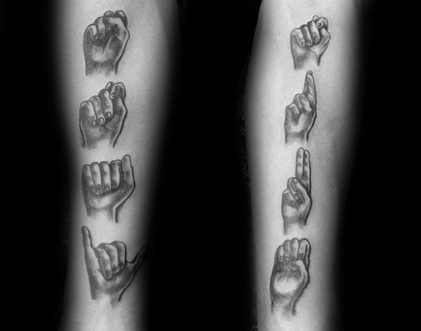 点击大图看下一张：创意手势纹身_10张黑色简约手势纹身图案图片