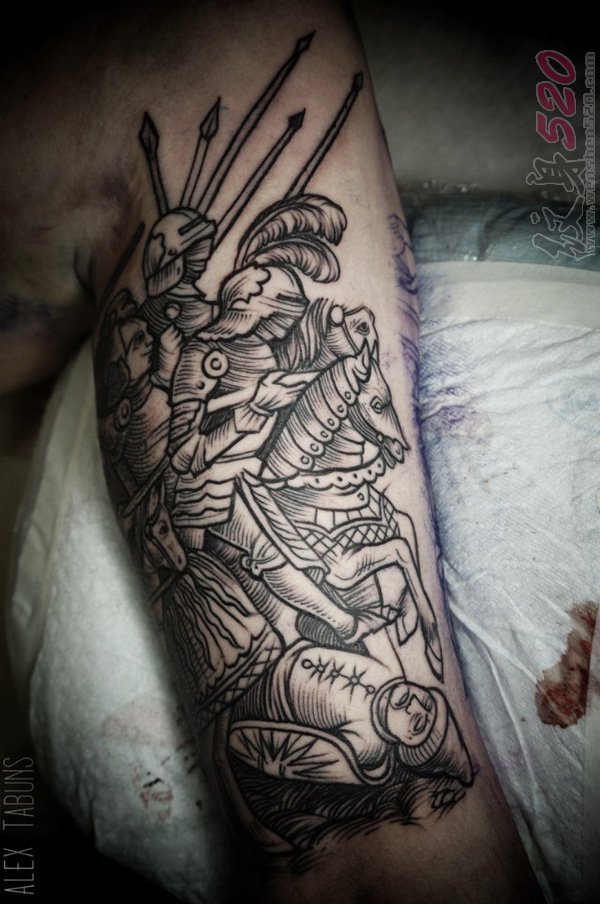 点击大图看下一张：武士纹身 威武霸气的武士纹身图案