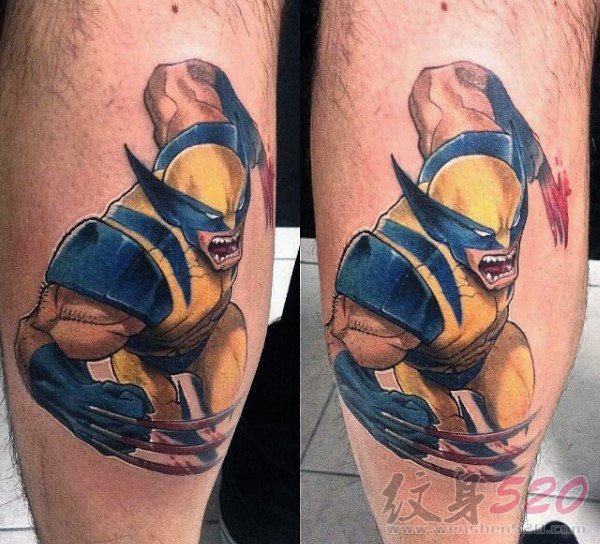 点击大图看下一张：英雄纹身图案 男生喜欢的X战警系列金刚狼纹身图案