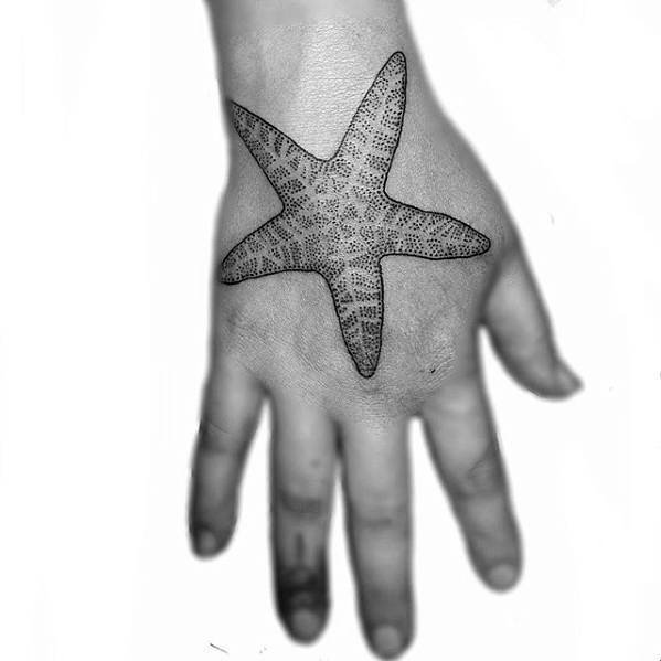 点击大图看下一张：海星纹身图案_11张黑灰漂亮的海星纹身图片作品欣赏