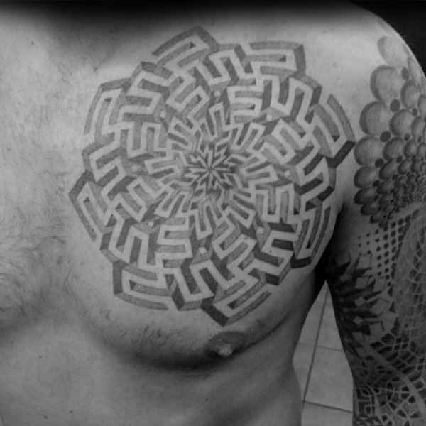 点击大图看下一张：创意纹身图片  纷繁芜杂的创意迷宫纹身图案