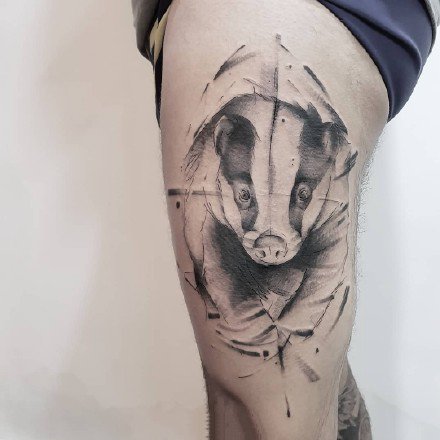 点击大图看下一张：点刺动物纹身-风格霸气的点刺纹身图片