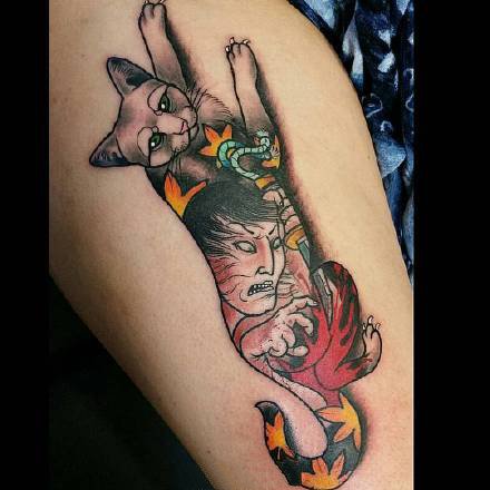 点击大图看下一张：彩色动物纹身-色彩丰富的彩色小动物纹身图纹身
