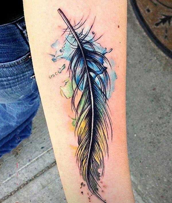 点击大图看下一张：羽毛纹身-12款独特设计艺术感十足的羽毛纹身图案