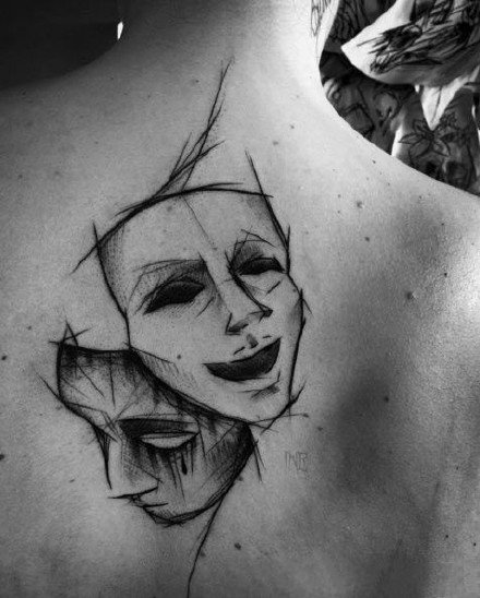 点击大图看下一张：面具风格纹身-永远都充满神秘感的假面纹身图案