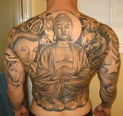 点击大图看下一张：佛像满背纹身图案-20张传统佛像满背纹身图片