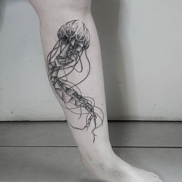 点击大图看下一张：水母纹身图案-柔美文艺的可爱动物水母纹身图案