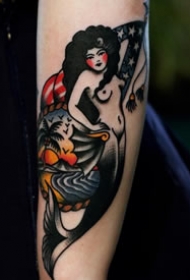 美人鱼纹身图案-彩绘水彩素描创意文艺唯美美人鱼纹身图案
