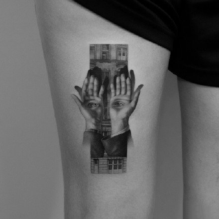 点击大图看下一张：素描纹身图案-9张国外纹身师 Pawel lndulski的创意纹身图片