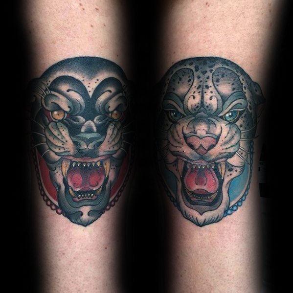 点击大图看下一张：豹子纹身图案-9张凶猛异常的雪豹纹身图案