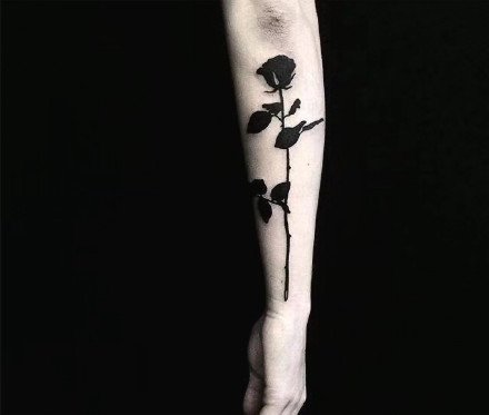 点击大图看下一张：黑色玫瑰花纹身图案-9张黑色的玫瑰花纹身图片
