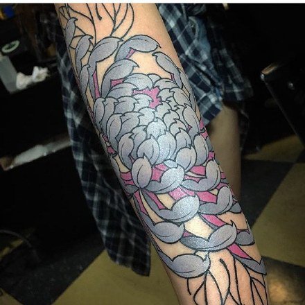 点击大图看下一张：传统花卉纹身--一组传统类型牡丹等花朵纹身图案图片