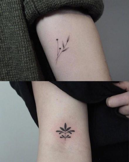 点击大图看下一张：适合女生的一组小清新简约植物纹身图案