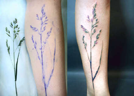 点击大图看下一张：夏季女生比较喜欢的小清新花花草草植物纹身图案