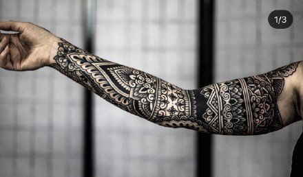 点击大图看下一张：18张曼陀罗点刺梵花纹身图案作品