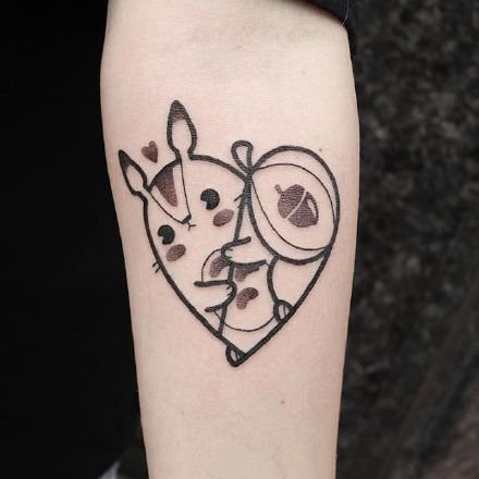 点击大图看下一张：可爱线条小动物纹身--9张创意小清新线条动物简约纹身图案