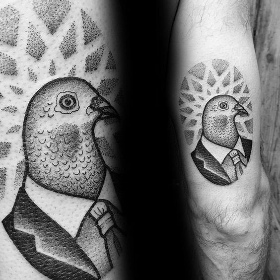 点击大图看下一张：一组动物鸽子的纹身图案作品图片欣赏