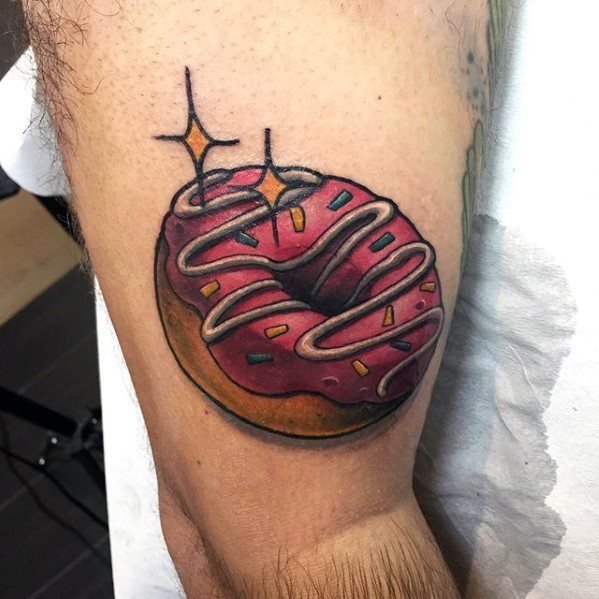 点击大图看下一张：美食食物甜甜圈的创意纹身图案作品欣赏