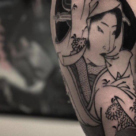 点击大图看下一张：一组彩色的日式风格纹身刺青图片欣赏