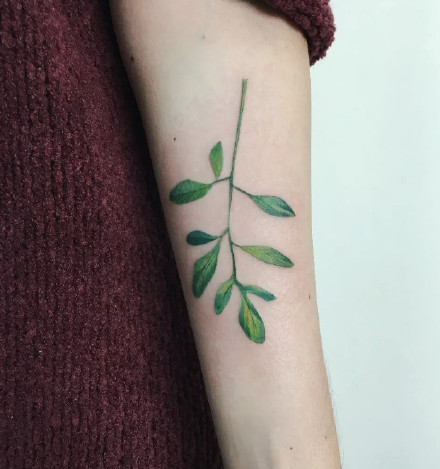 点击大图看下一张：植物纹身图-一组把植物纹在身上的纹身图案作品