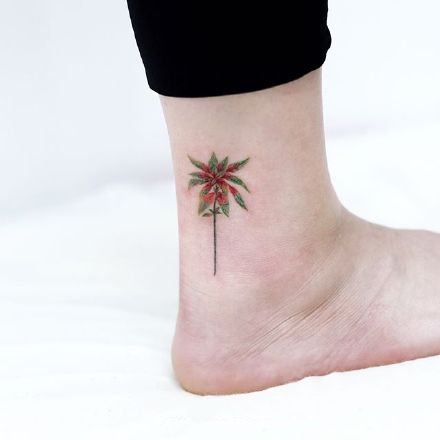 点击大图看下一张：14张脚踝上适合的简约小清新纹身图案