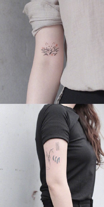 点击大图看下一张：几十款适合女生的小清新文艺简约纹身图案