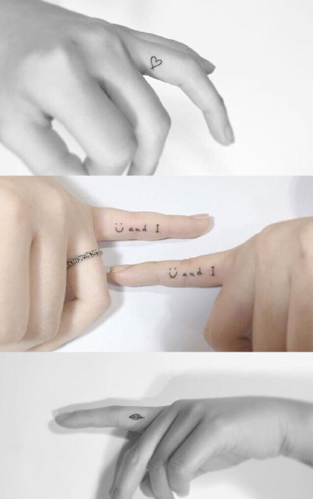 点击大图看下一张：女孩子喜欢的手指上超简约的小清新纹身图案