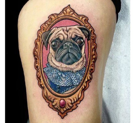 点击大图看下一张：一组适合爱狗人士的宠物狗的纹身图案作品