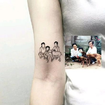 点击大图看下一张：一组全家福等照片的纹身图案作品欣赏