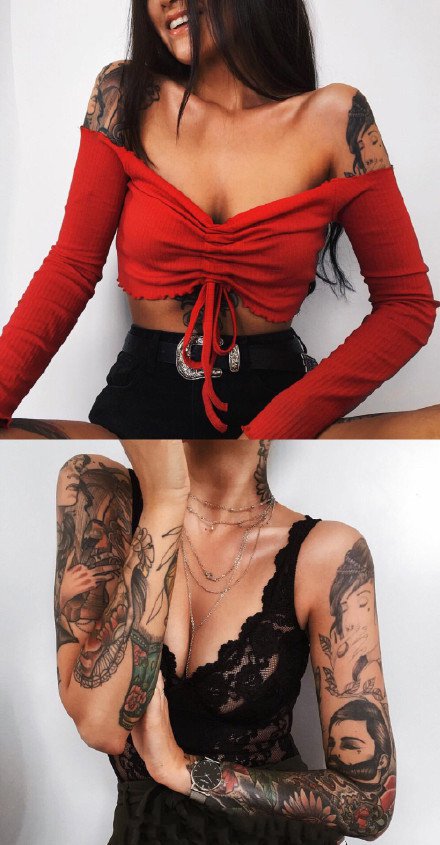 点击大图看下一张：一组纹身大花臂美女的图片欣赏