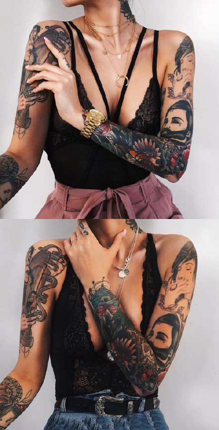 点击大图看下一张：一组纹身大花臂美女的图片欣赏
