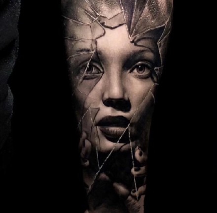 点击大图看下一张：9张精品欧美大黑灰写实纹身图案作品