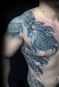 9张男性胸部逼真的3d立体个性纹身图案