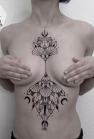 梵花纹身图--9张黑灰点刺梵花纹身图案作品欣赏
