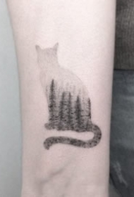 一组适合爱猫人士的宠物猫的纹身图案作品
