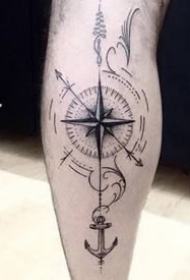 小臂和小腿上的9张漂亮指南针纹身图案
