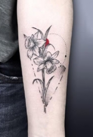 一组和水仙花相关的纹身图案作品欣赏