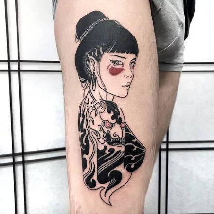 点击大图看下一张：艺伎纹身--一组独特创意的日式艺妓纹身图案作品