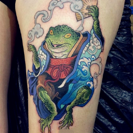 点击大图看下一张：社会青蛙纹身--一组创意日式社会青蛙纹身图案欣赏