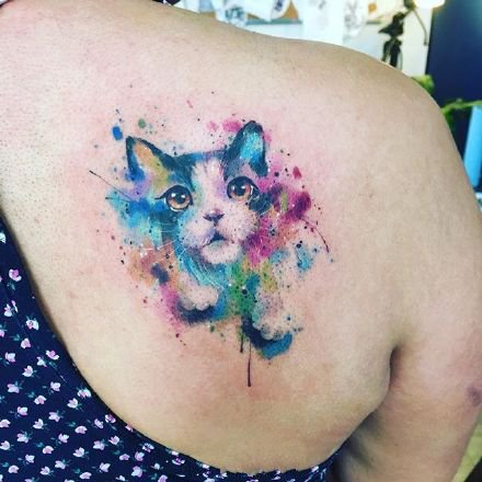 点击大图看下一张：水彩动物纹身--一组颜色比较鲜艳的水彩动物纹身图案欣赏