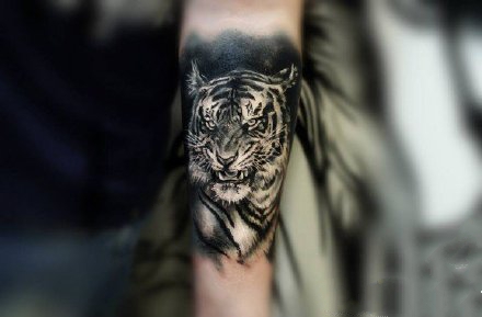 点击大图看下一张：老虎纹身图--9张个性的百兽之王老虎纹身图案作品
