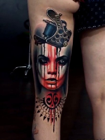 点击大图看下一张：纹身器械纹身图--超写实适合纹身师的纹身机等纹身图案作品