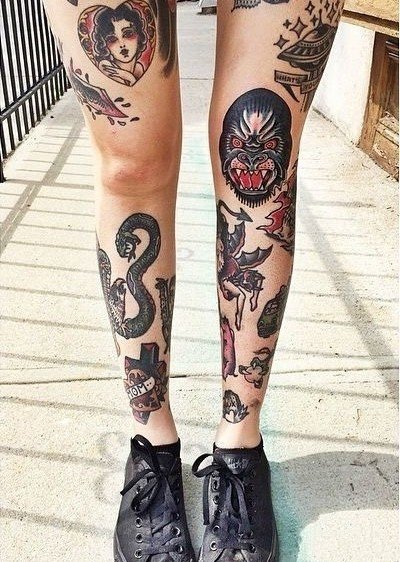 点击大图看下一张：9张女生漂亮的花腿纹身图案作品欣赏