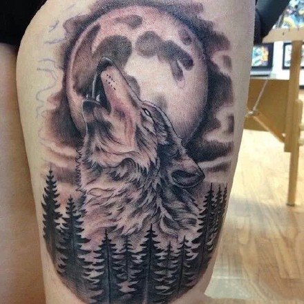 点击大图看下一张：狼纹身--一组9张关于狼的纹身图案作品欣赏