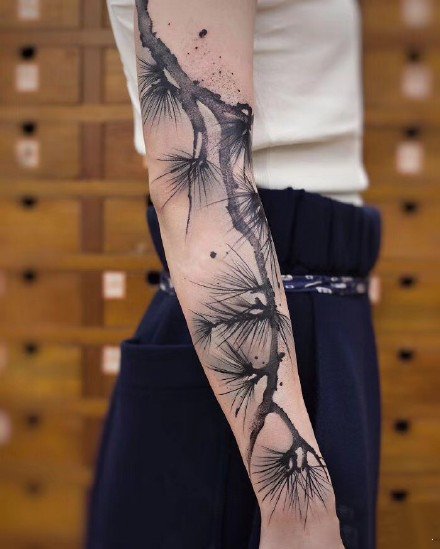 点击大图看下一张：漂亮的水墨中国风纹身图案一组12张