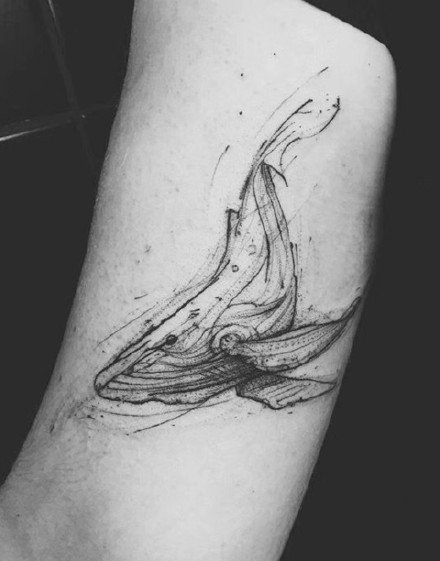 点击大图看下一张：一组和鲸鱼主题相关的纹身图案作品和手稿欣赏