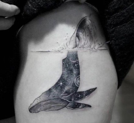 点击大图看下一张：一组和鲸鱼主题相关的纹身图案作品和手稿欣赏
