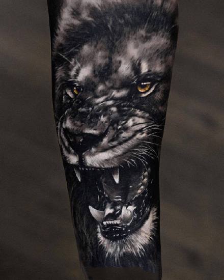 点击大图看下一张：几张逼真的立体3d猛兽写实动物狼和老虎纹身图案