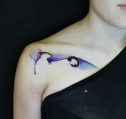 点击大图看下一张：写意纹身--9张水墨中国风的写意简约纹身图案