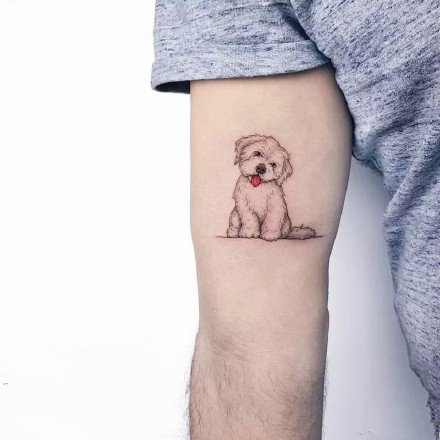 点击大图看下一张：铲屎官纹身---超可爱的一组小清新小猫小狗纹身图案先